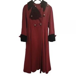 Saks Fifth Avenue Burgundy and Black Trench Coat